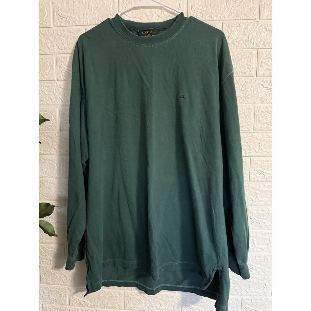 Alexander Julian Colours Mens Vintage Long Sleeve Shirt Green XL Retro Cotton